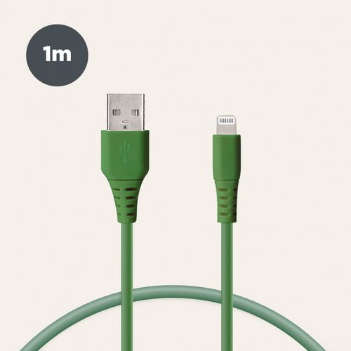 KSIX, kabel za prijenos podataka, Soft, USB-A na lightning, 1.0m, zeleni slika 1