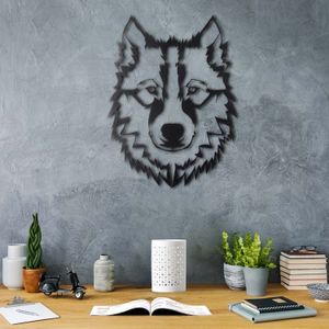 Wolf v11 Crni Dekorativni Metalni Zidni Ukras