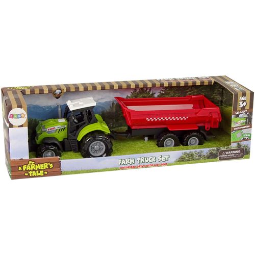 Zeleni traktor s velikom crvenom prikolicom slika 5