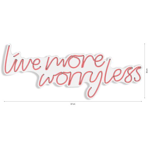 Wallity Ukrasna plastična LED rasvjeta, Live More Worry Less - Pink slika 8