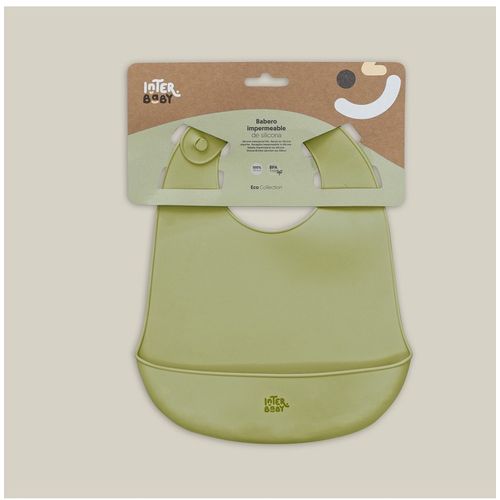 InterBaby Silikonski podbradak za bebe - Olive Green slika 1