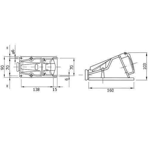 Gewiss IEC309HP, Utičnica ugr. 10°, 3P+N+E 16A 380-415V, IP44/IP56 slika 2