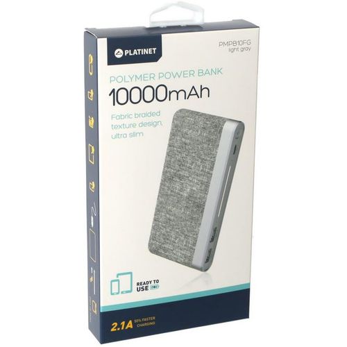 PLATINET POWERBANK 10.000mAh polymer Fabric Light Grey + microUSB cable slika 4