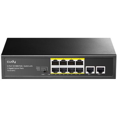 Cudy FS1010PG 8-Port 10/100M PoE+ Switch, 2Uplink 10/100/1000M, 120W, 250m, steel (Alt.PFS3010-8ET) slika 1