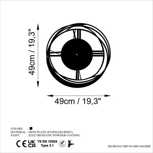 Wallity Ukrasni metalni zidni sat, Round slika 6