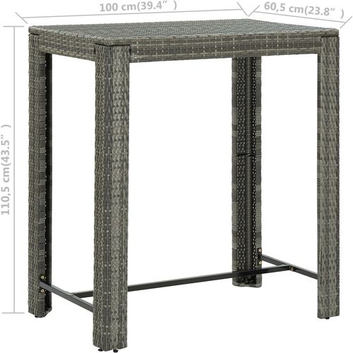 Vrtni barski stol sivi 100 x 60,5 x 110,5 cm od poliratana slika 6