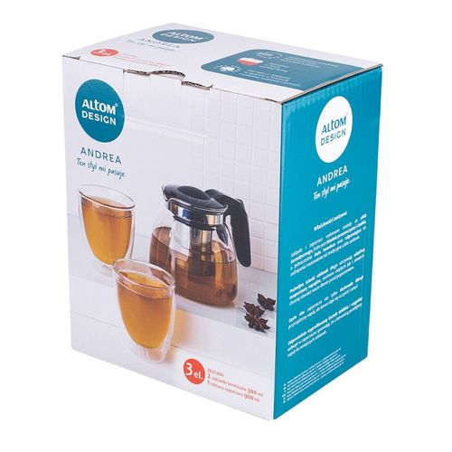 Altom Design Andrea Termo Staklene Šalice i Vrč za Kavu i Čaj - Set od 2 Šalice 300 ml + Vrč 900 ml slika 5