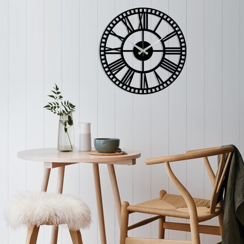 Metal Wall Clock 10 - Black Black Decorative Metal Wall Clock slika 1