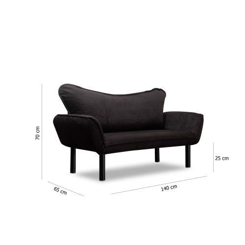 Atelier Del Sofa Dvosjed na razvlačenje CHATTO crni, Chatto - Black slika 7