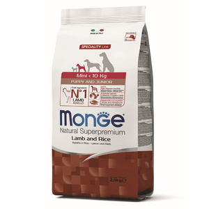 Monge Natural Superpremium Dog Mini Puppy And Junior Monoprotein Lamb With Rice 2.5 kg