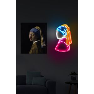 Wallity Devojka sa bisernom minđušom Pinky - Višebojno Dekorativno Plastično LED Osvetljenje