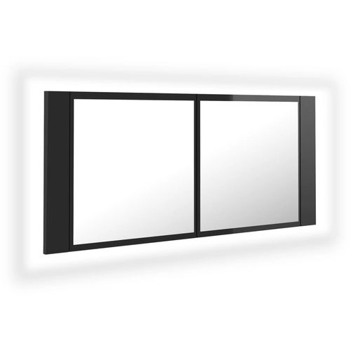 LED kupaonski ormarić s ogledalom visoki sjaj crni 100x12x45 cm slika 11