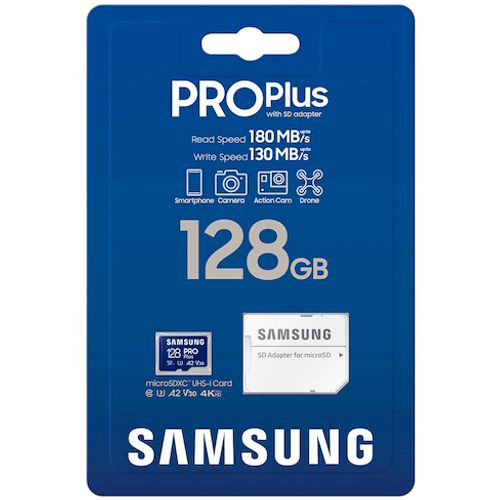 Samsung Memorijska kartica PRO PLUS MicroSDXC 128GB U3 Blue + SDXC Adapter MB-MD128SB slika 2