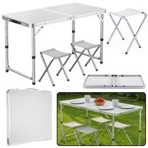 Sklopivi kamperski set sa 4 stolice, sivi