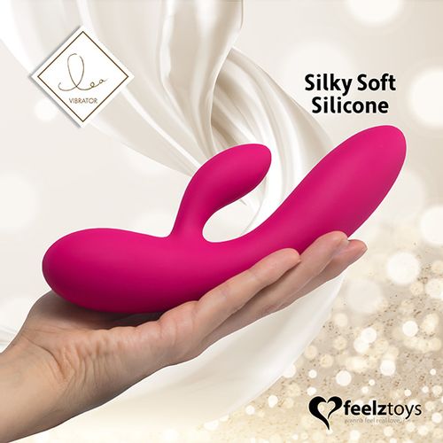 Rabbit vibrator FeelzToys - Lea, ružičasti (svjetlucavi) slika 5