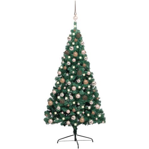Umjetna polovica božićnog drvca LED s kuglicama zelena 240 cm slika 1