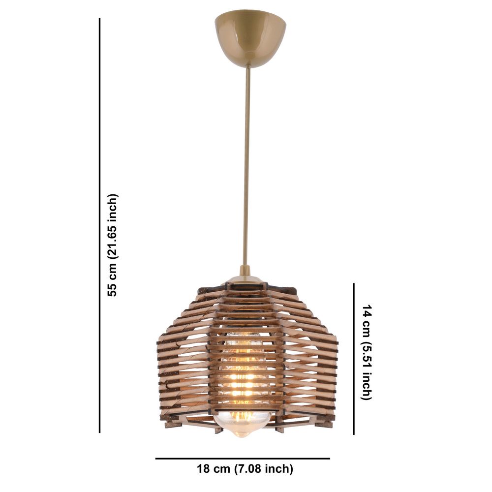Luster Sare Brown sa Drvenim Tijelom slika 5
