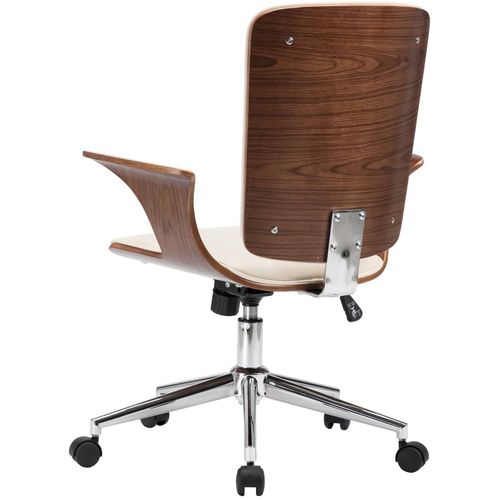 Okretna uredska stolica od umjetne kože i savijenog drva krem slika 30
