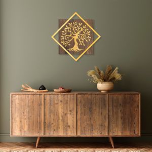 Dekorativni Zidni Ukras 'Tree v2 - Gold Walnut'