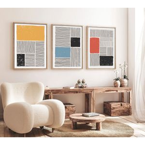 Huhu132 - 70 x 50 Multicolor Decorative Framed MDF Painting (3 Pieces)