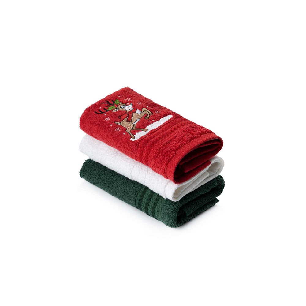 Wash towel set (3 pieces) Baby Reindeer, colours: green, red, white slika 5