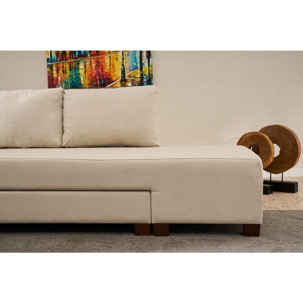 Aly Arzilla Lijevi - Krem Krem Kutni Sofa-Krevet slika 6