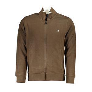 US GRAND POLO MEN'S BROWN ZIP SWEATSHIRT