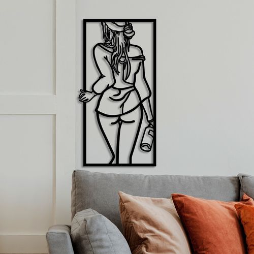 Wallity Metalna zidna dekoracija, Sexy Back Woman With Wine Glass slika 2