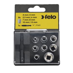 Set nasadnih glava sa adapterom HEX Nut Felo 05798106 9 kom