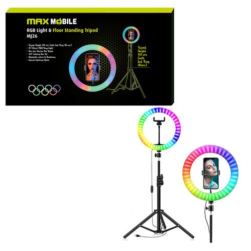 MaxMobile držač selfie RGB LED RING TRIPOD MJ26 10˝ slika 1