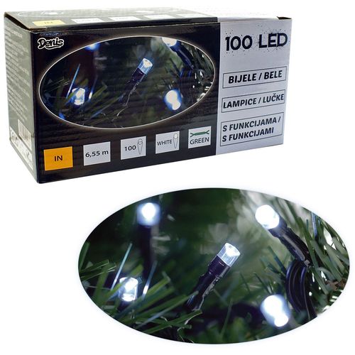 100 LED lampica, bijele, 8 funkcija slika 1