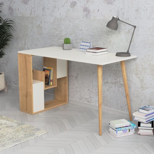 Sally - White, Oak WhiteOak Study Desk slika 2