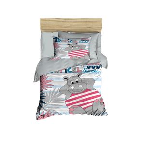 Set posteljine za bebe PH124 u sivo-bijelo-crvenoj boji
