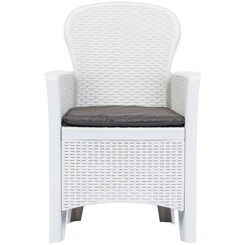 Vrtne stolice 2 kom s jastucima bijele plastične nalik na ratan slika 4