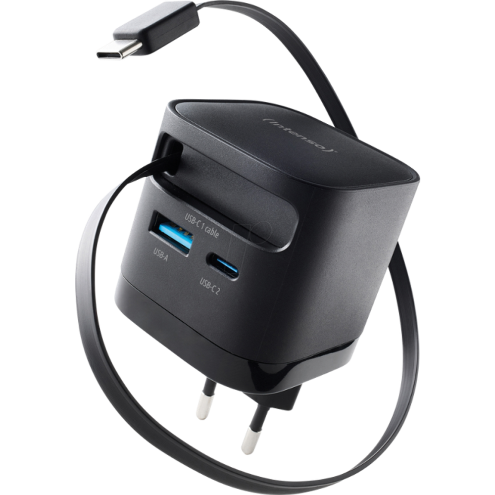 Intenso 65W GaN napajalnik z vgrajenim kablom USB-C, crni slika 7
