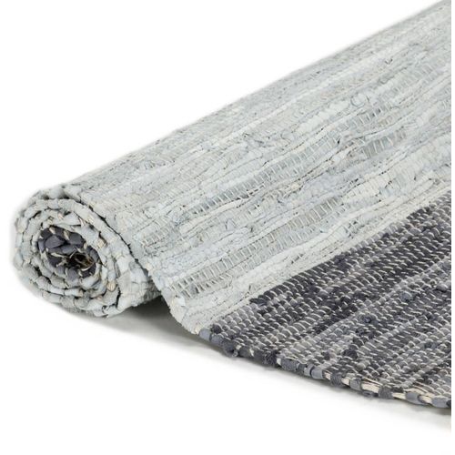 Ručno tkani tepih Chindi od kože 190 x 280 cm sivi slika 16