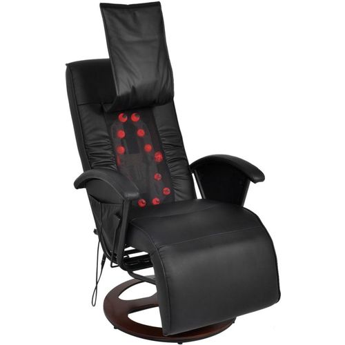 Shiatsu masažna fotelja od umjetne kože crna slika 2