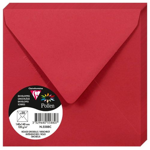 Clairefontaine kuverte Pollen 140x140mm 120gr intensive red 1/20 slika 1