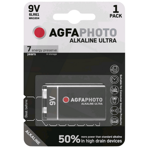 Agfa Baterija alkalna, 6LR6, 9V, blister 1 kom. - 9V B1 slika 1