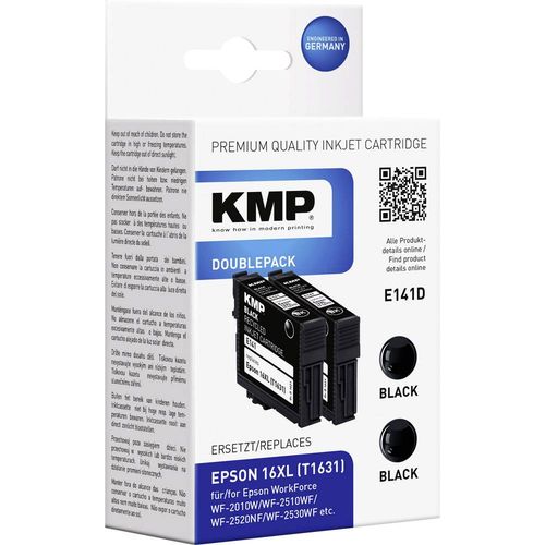 KMP tinta zamijenjen Epson T1631, 16XL kompatibilan 2-dijelno pakiranje crn E141D 1621,0021 slika 1