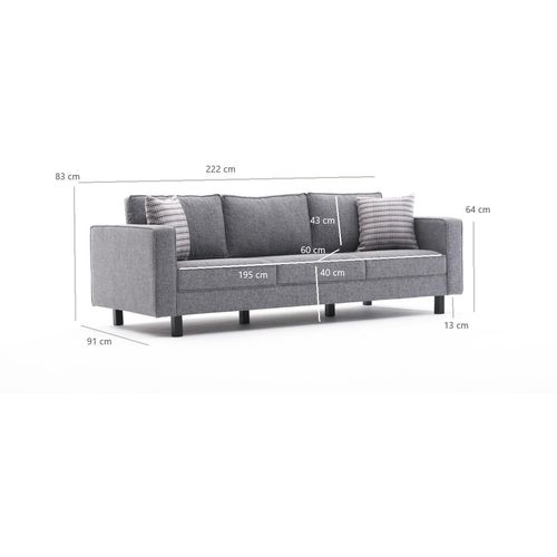 Atelier Del Sofa Trosjed, Sivo, Kale Linen - Grey slika 7