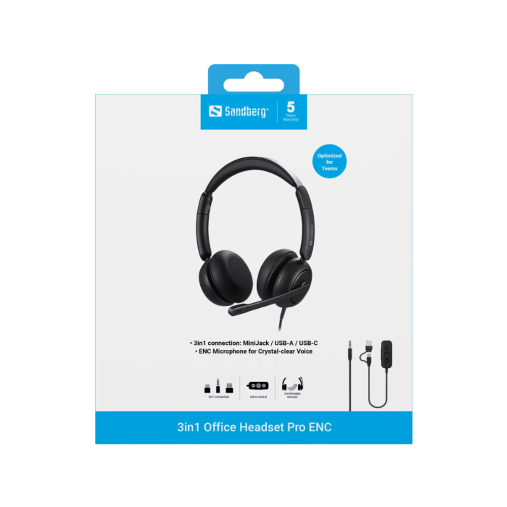 Sandberg 3v1 Office Headset Pro ENC slušalice s mikrofonom slika 5