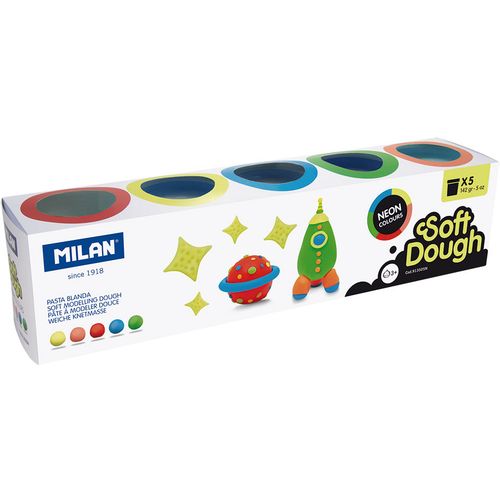 Plastelin MILAN Neon Soft Dough set 5 boja X 142g slika 1