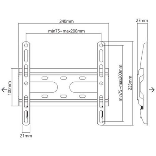 SBOX Zidni Nosač za TV 23”-43”, Nosivost do 45 kg, Model PLB-2522F-2 slika 2