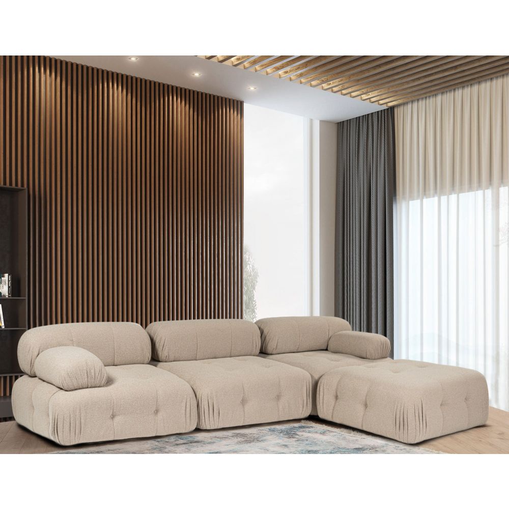 Doblo Troosjed s Pouffom (L1-O1-1R-Pouffe) - Breskva Kutna Sofa slika 1