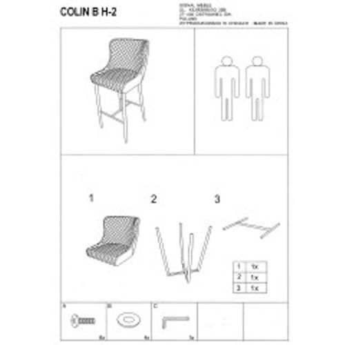 Barska stolica COLIN B H-2 - Tkanina slika 3
