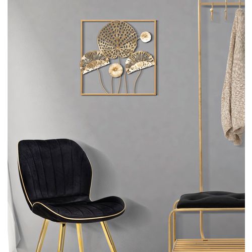 Mauro Ferretti Metalni zidni panel gold flowers cm 50x5x50 slika 5