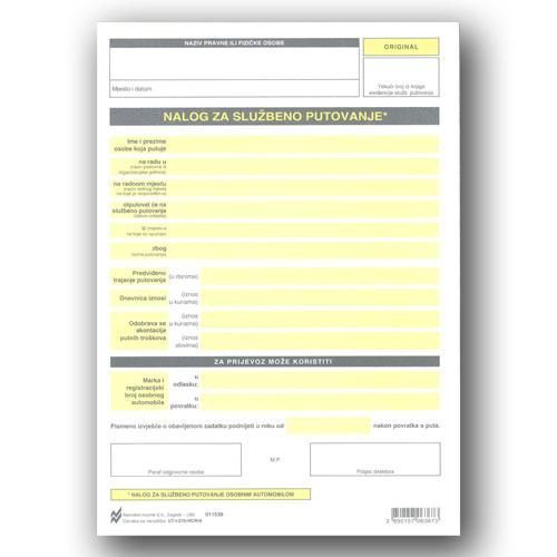 I-210/NCR/A NALOG ZA SLUŽBENO PUTOVANJE; Komplet (arak + 2 uložna lista), 17 x 24 cm slika 2
