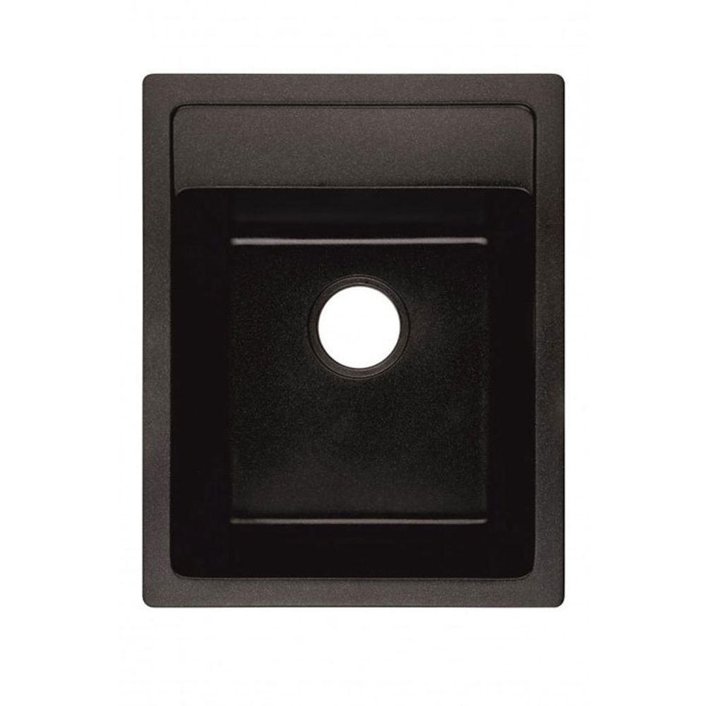 Inter Ceramic sudoper usadni pravokutni 50x40x20 cm + sifon, granit crni slika 1