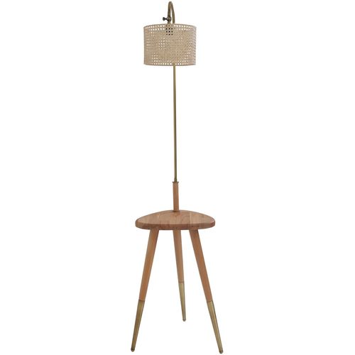 Demet Naturel Eskitme Lambader Silindir Rattan Abajurlu Copper Floor Lamp slika 3